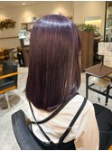 パープルブラウン/艶髪/セミロング