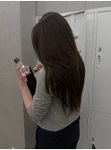 暗髪美髪ロングレイヤーカット韓国ヘアハッシュカット髪質改善