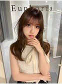 シースルーバング光沢感ベージュカラー