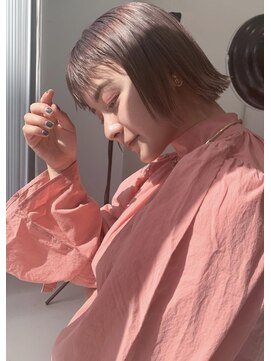 ギフト(GIFT) 【GIFT】ピンクアッシュ/グレージュ/オン眉ボブ