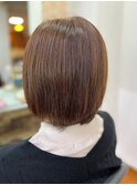 ココアべージュ髪質改善カラーナチュラルボブ透明感小顔