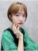 大人ショート 丸みひし形前髪あり絶壁解消丸顔面長エラ張り A531