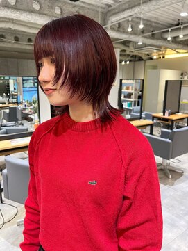 カフ(CAF) CAF松本/ウルフカット/ボルドーカラー/大阪/心斎橋