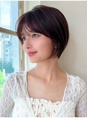 ★小顔ワンカールレイヤーカットデジタルパーマチェリーブラウン