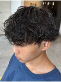波巻きパーマメンズパーマメンズヘアツーブロックツイストパーマ