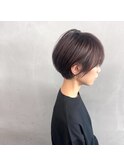 大人小顔ショート×ラベンダーブルーカラー