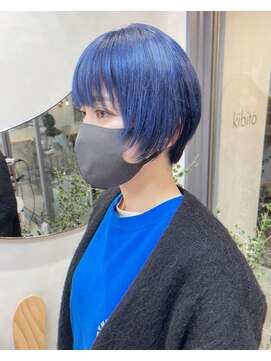 キビト(kibito) レイヤーショート　ブルーカラー