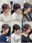 13710黒髪くびれヘア髪質改善レイヤーカット韓国ポニーテール