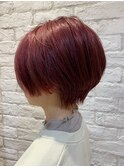 ショート×チェリーレッドカラー