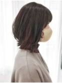 カーキベージュ/オレンジ/モテ髪ヘアカタ/インナーカラー