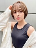 大人ガーリー/ブリーチなしチョコレート×顔周りショート[立川]