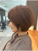 大人ラフウェーブ20代30代40代ボブブラウンスウィングショート