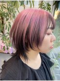 Goofy銀座/東京/逆インナーカラー/ピンク/ネオウルフカット