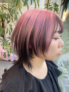 グーフィートーキョー 銀座(Goofy Tokyo) Goofy銀座/東京/逆インナーカラー/ピンク/ネオウルフカット