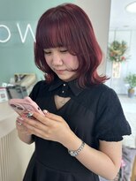 イロウ 天神大名店(IROW)&nbsp;カシスピンク　外ハネボブ　顔周りカット　ウルフ【天神大名】