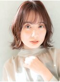 美肌くすみピンクブラウン/ニュアンスパーマ似合わせ小顔ボブ