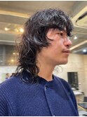 ウルフパーマくせ毛パーママレットヘア海外風パーマ
