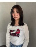 レイヤーロブ×柔らかなブラウンカラー×水素トリートメント