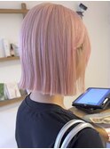 【ぱつっとハイトーン】ホワイトミルクティピンク×ブリーチ３回