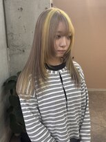 ラニヘアサロン(lani hair salon)&nbsp;ミルクティー×イエロー/デザインカラー/ブロックカラー/レイヤ