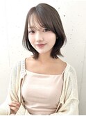 黒髪/レイヤーカット/韓国ヘアト/小顔/前髪長め/オリーブグレー