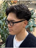 名古屋栄外国人風ハードパーマセンターパートテーパーフェード