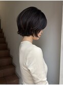 ハッシュボブレイヤーボブ韓国顔周りレイヤーヘーゼルベージュ