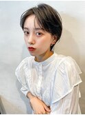 暗髪×束感ショート×シースルーバング×フレンチガーリー