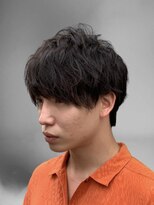 エール(Aile) MEN’SHAIRウルフアッシュブラックカルマパーマベリーショート