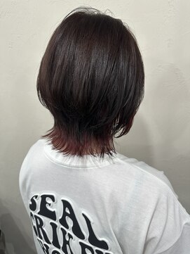 ライフ 忍ケ丘店(Lyfe) インナーカラーシアカラーピンク_ウルフカットミディ_433