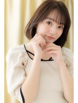 カバーヘア ブリス 志木南口駅前店(COVER HAIR bliss) シースルーバンググレーベージュワンカールボブY志木20代30代