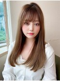 シャギーレイヤー韓国ワンホンヘアシースルーぱっつん前髪