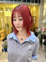 ヒビヲ 天神警固(HIBIO)&nbsp;ショートボブ切りっぱなしボブタッセルボブブリーチダブルカラー