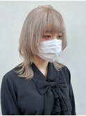 韓国風レイヤーカットウルフカット前髪カットブロンドカラー
