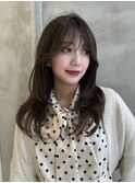 こなれミディ×ピンクベージュ×美髪［髪質改善/縮毛矯正］