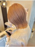 ピンクベージュ×ショートレイヤー