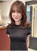 レイヤーカット 艶髪 髪質改善 顔周りカット ブラウンベージュ