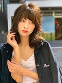 大人かわいい前髪セシルカットココアブラウンフリンジウェーブ