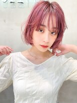 メーヴェ(Mowen) mowen 南堀江　ボブ×チェリーピンク×艶髪×セミウェット