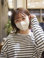 ビュートリアム 梅田(BEAUTRIUM)&nbsp;オン眉/前髪/外ハネボブ/ベージュ/ぱつっとボブ/茶屋町/梅田