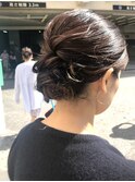 結婚式参列ヘアセットお呼ばれヘアシンプルまとめ髪