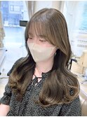 韓国風レイヤー/アッシュブラウン/グレージュ/小顔/10代20代30代