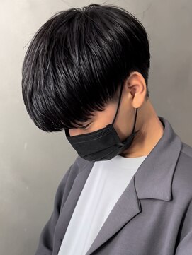 エルマーク 神戸三宮(L-MARK) 黒髪マッシュナチュラルマッシュメンズヘア韓国ツーブロック