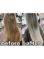 ラル(Lull)&nbsp;アッシュバレイヤージュ/髪質改善/活性酸素除去/個室美容室/今泉