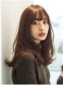 ハッシュカットバタフライカットダークブラウンカーテンバング