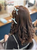 イベントヘアセット☆編み込みハーフアップ☆