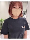 髪質改善ペールピンクボブスタイル#ベビーピンク 栄美容院20代