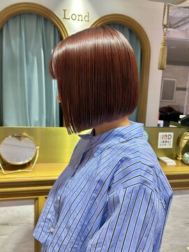 ロンドアベニール 北千住(Lond avenir) 艶々 ピンクブラウン ボブ☆美髪ボブ/美髪矯正[北千住]