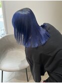 韓国ぱっつんボブブリーチダブルカラーブルーカラー　大宮