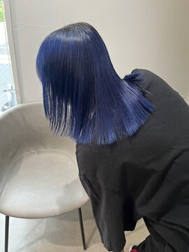 ロンドエニカ 大宮(Lond enika) 韓国ぱっつんボブブリーチダブルカラーブルーカラー　大宮